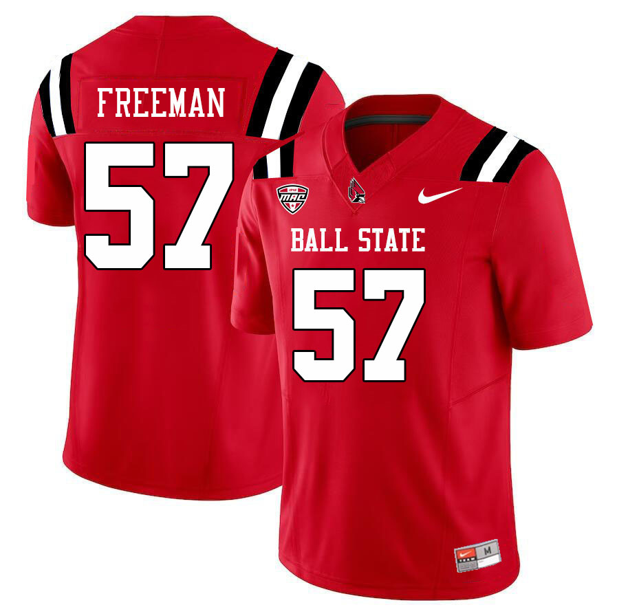 Ball State Cardinals #57 Eli Freeman College Football Jerseys Stitched Sale-Cardinal